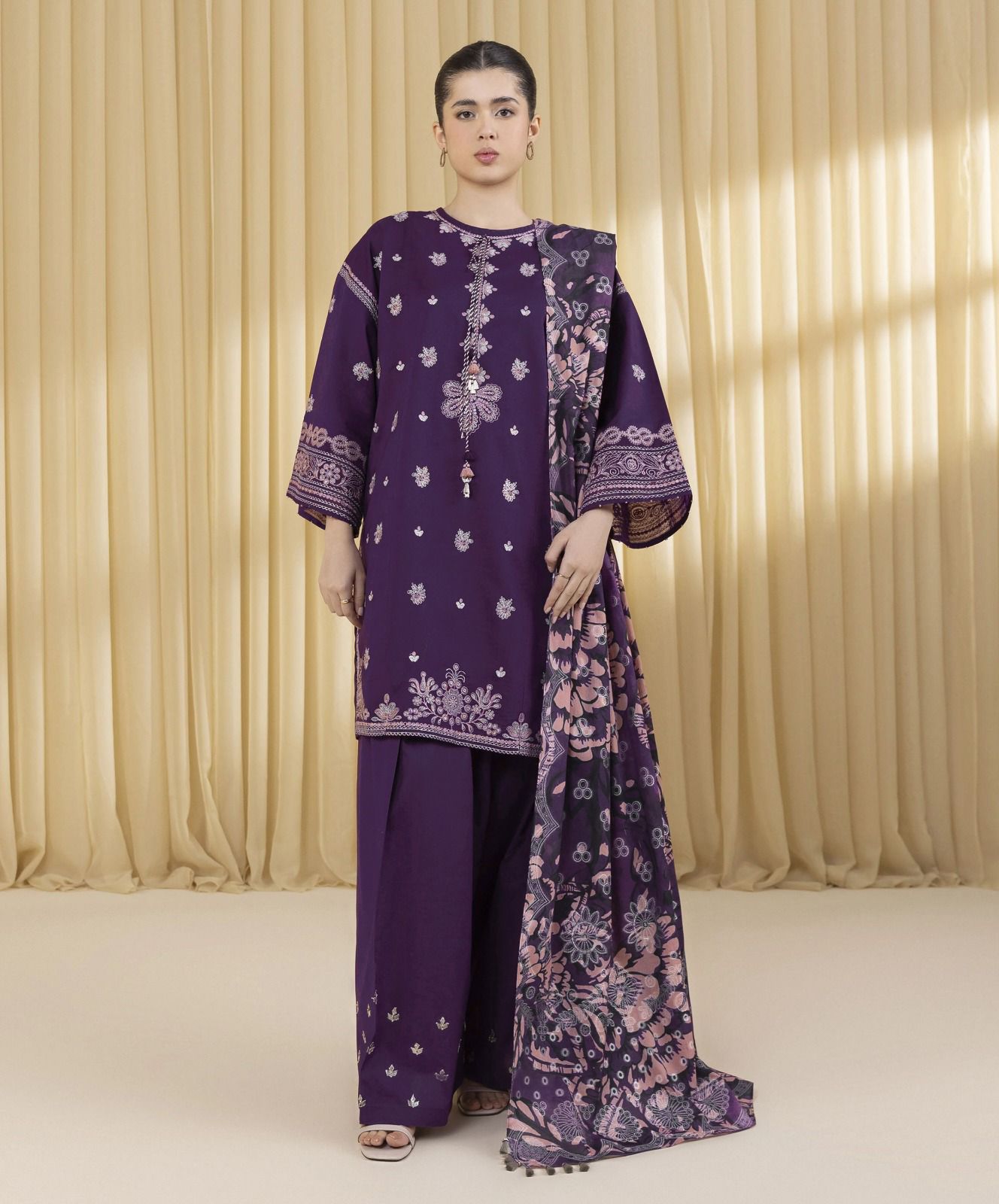 Sapphire | 3PC Luxury Dhanak | Printed Wool Shawl