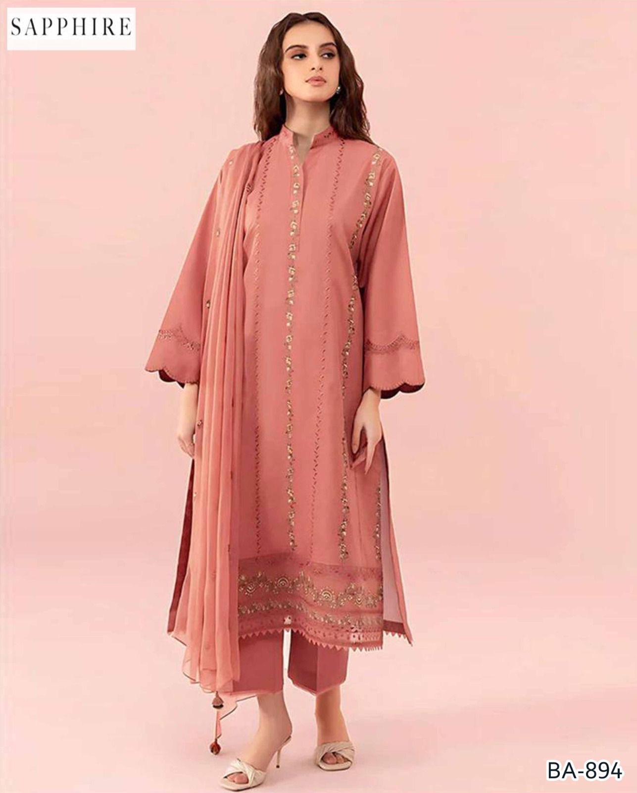 Sapphire front fully embroided 2 piece