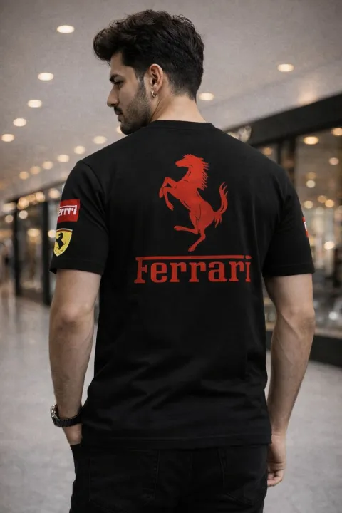 Premium Drop Shoulder Men’s T-Shirt – Ferrari Racing Style | New Arrival